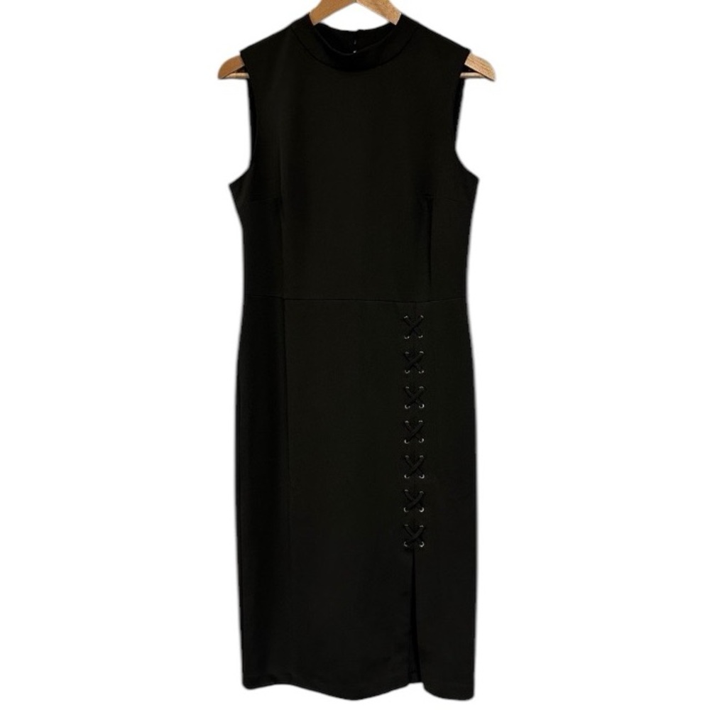 Beige By ECI Dress woman’s size Medium Black With Side Lace Design